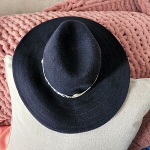 Anthropologie Black Wide-Brim Hat
